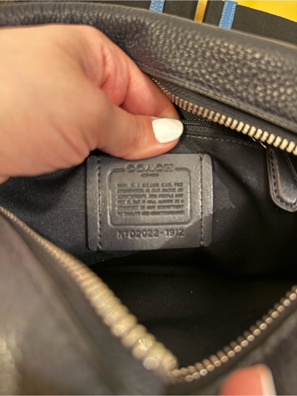 Coach Crossbody Bag in Brown, Black, Cream with Blue Strap Accents - Picture 6 of 9